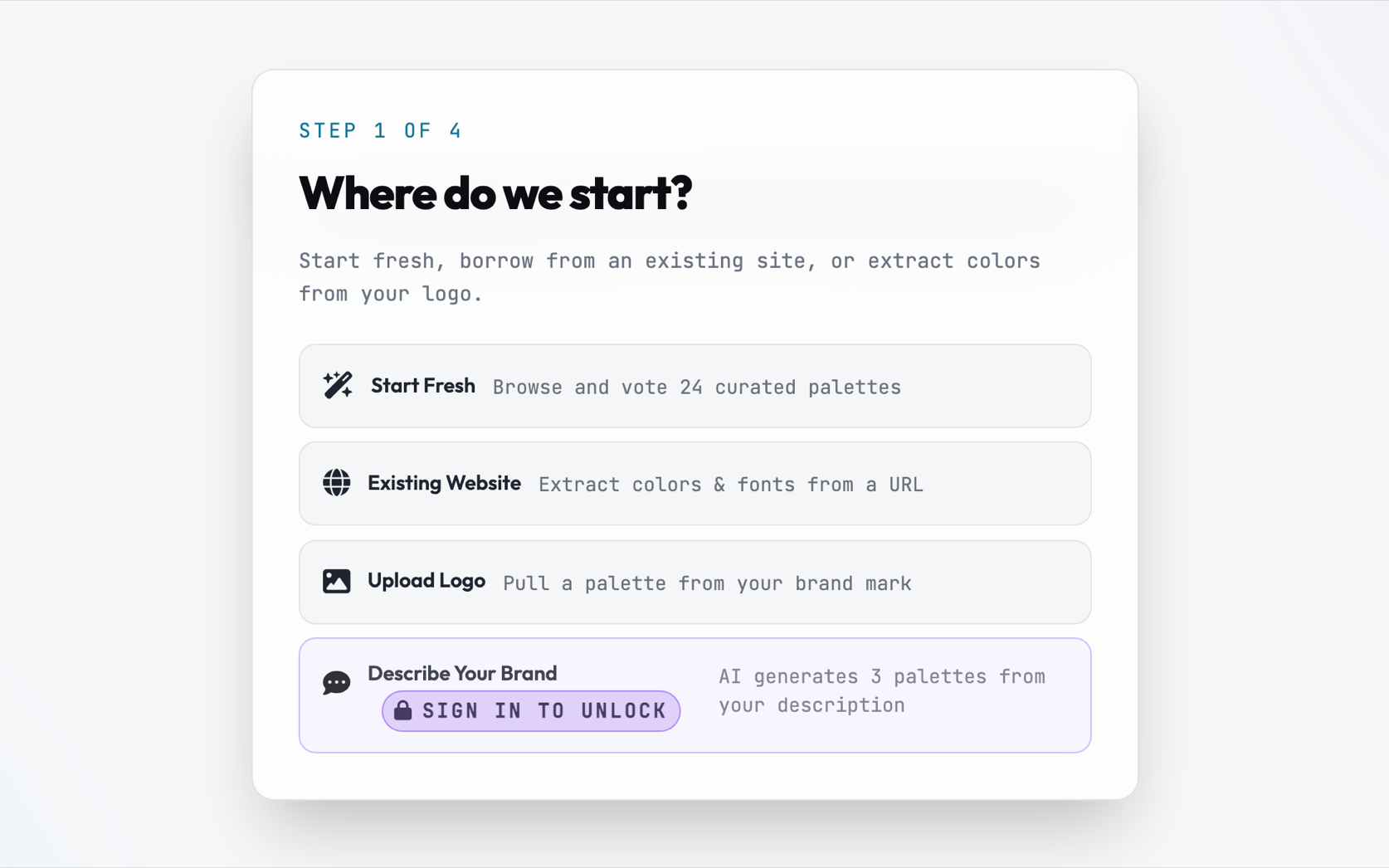 Color extraction and palette selection
