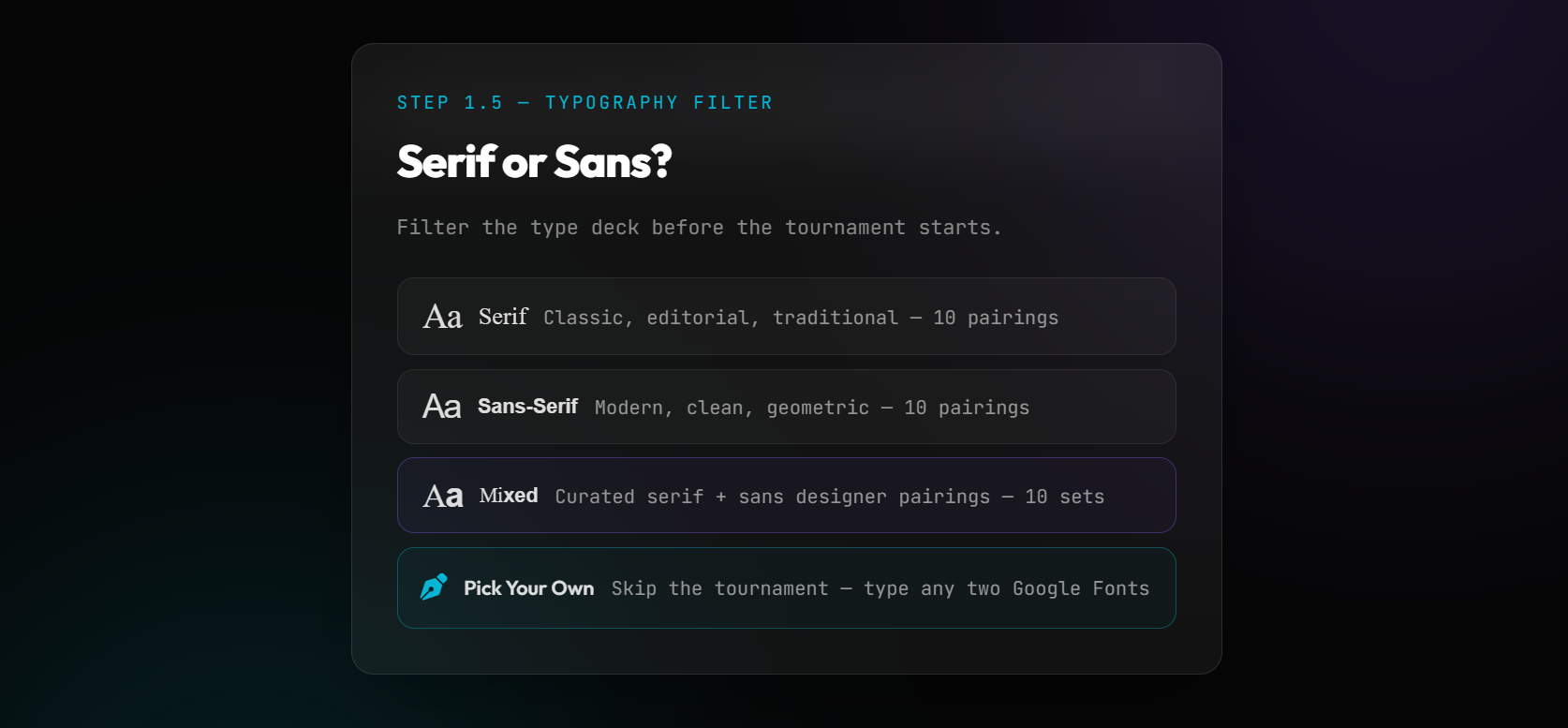 Serif vs sans serif selection