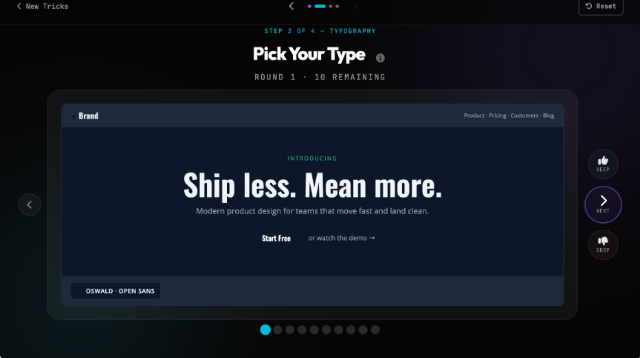 Typography selection