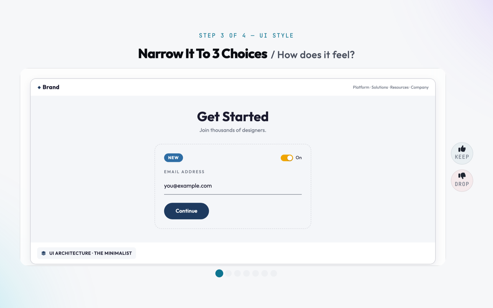 UI architecture selection