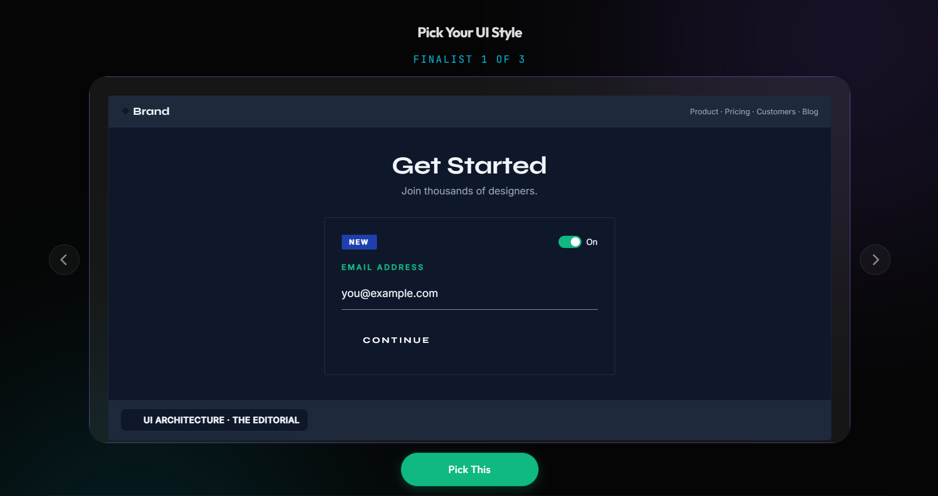 UI architecture selection
