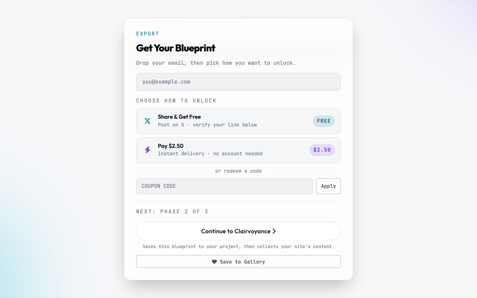 Blueprint export